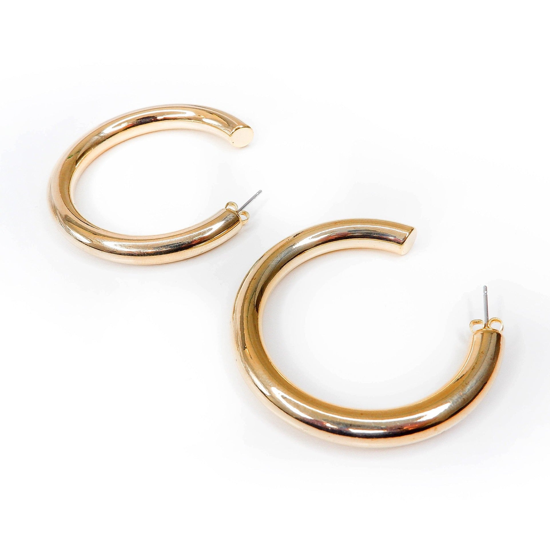 Thick 14k gold plated hoops 