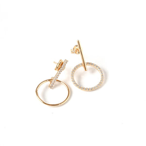 Delicate Circle Charm Earrings in Gold 