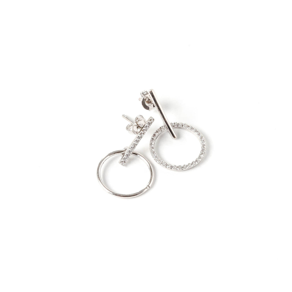 Delicate Circle Charm Earrings in Silver 