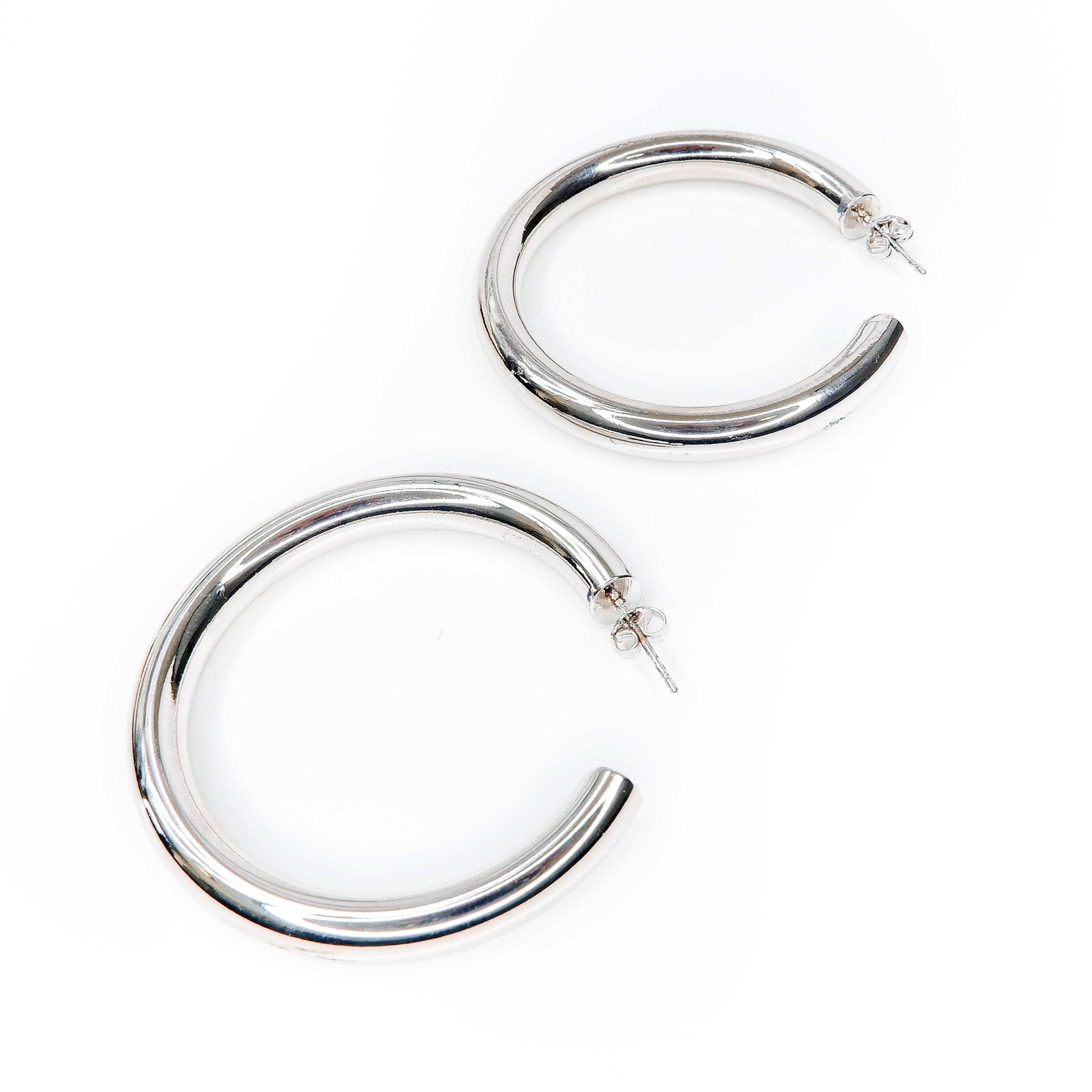 Thick 24k white gold plated hoops 