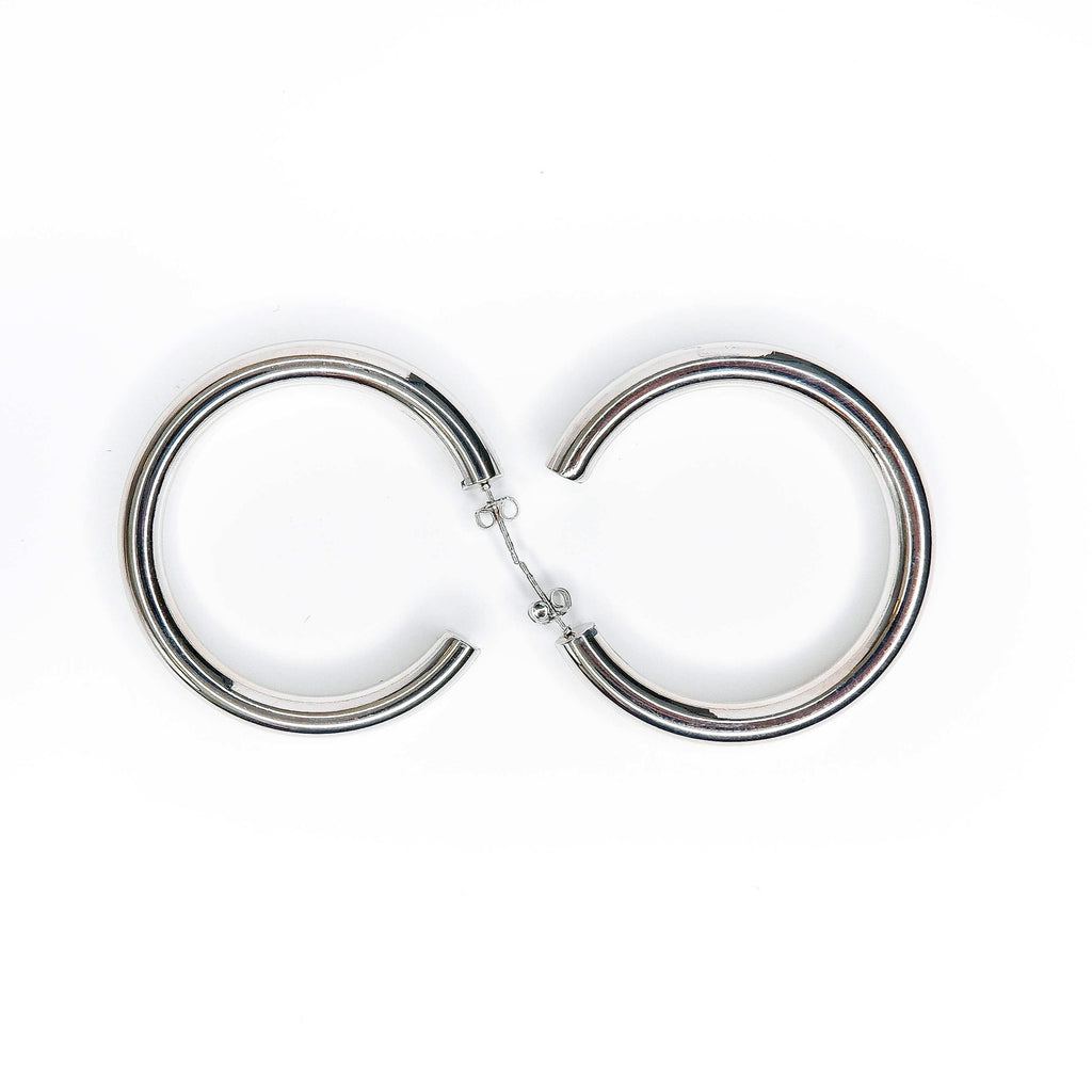 Thick 24k white gold plated hoops 